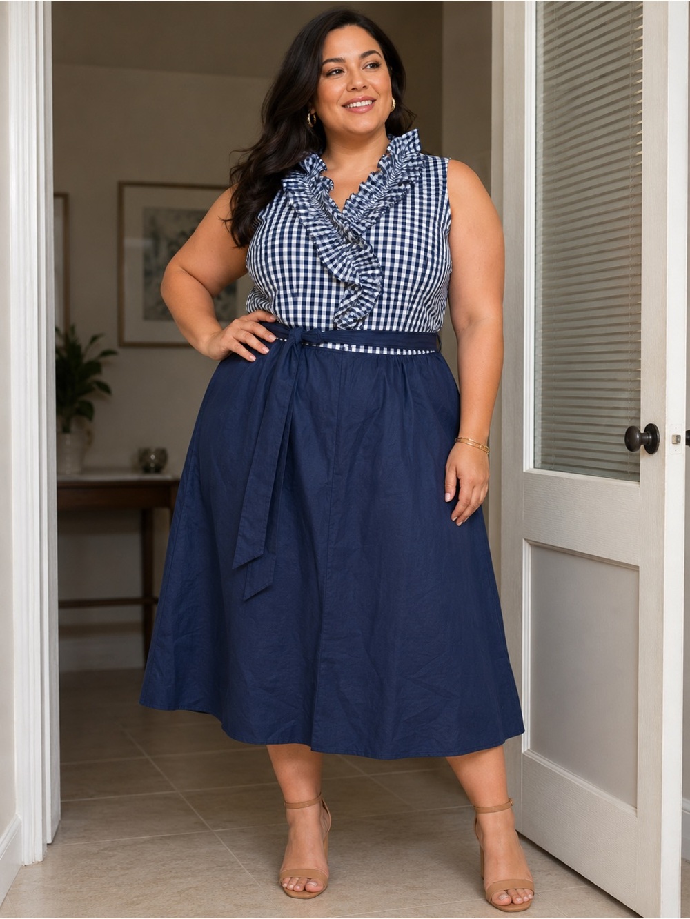 Jessica Howard women’s plus size blue gingham dress
